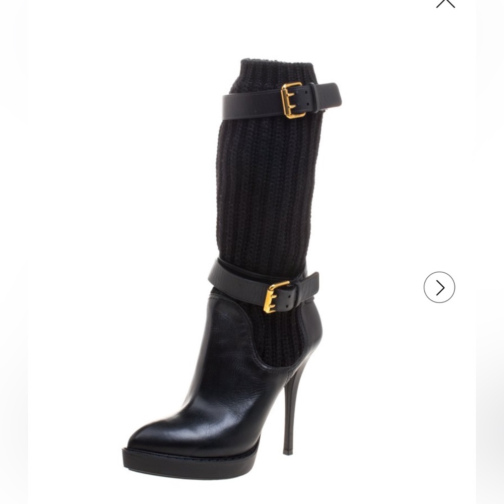 Gucci
Gucci Black Leather and Knitted Wool Lifford 37